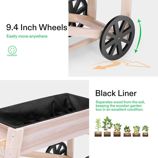 VIVOSUN Wheelbarrow Planter with Storage Shelf and Protective Liner